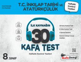 8. Sınıf  İnkılap Tarihi  30 Kafa Test( Haftalık Kontrol Testleri + Sarmal Deneme)